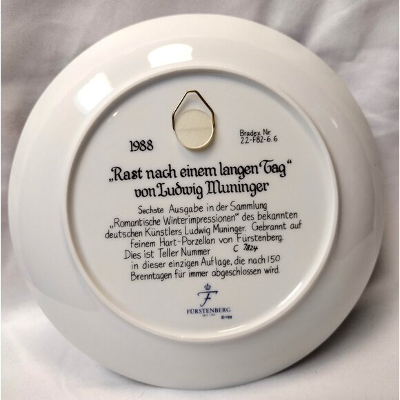 1987 Furstenburg Porcelain Muningers Romantic Winters Set of 4 Wall Plates Art - Picture 2 of 11